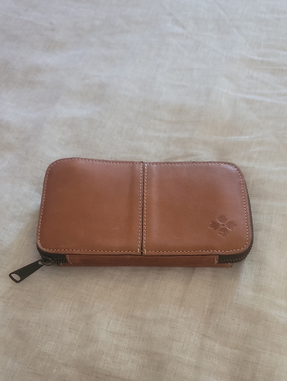 Patricia Nash Cognac Leather Zip Wallet